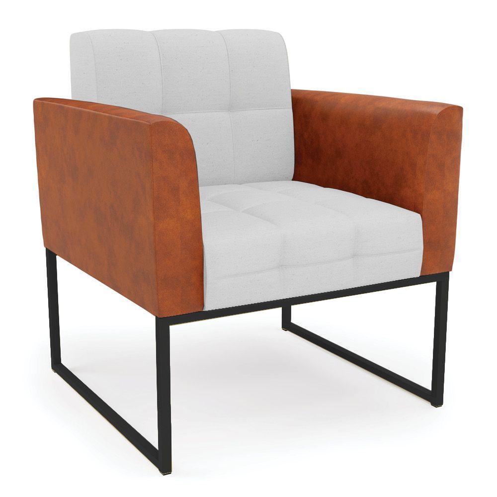 Sofá Namoradeira E 2 Poltronas Base Industrial Preto Elisa Nozes-linho Cinza A05 D03 - D'rossi - 8