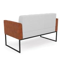 Sofá Namoradeira E 2 Poltronas Base Industrial Preto Elisa Nozes-linho Cinza A05 D03 - D'rossi - 2