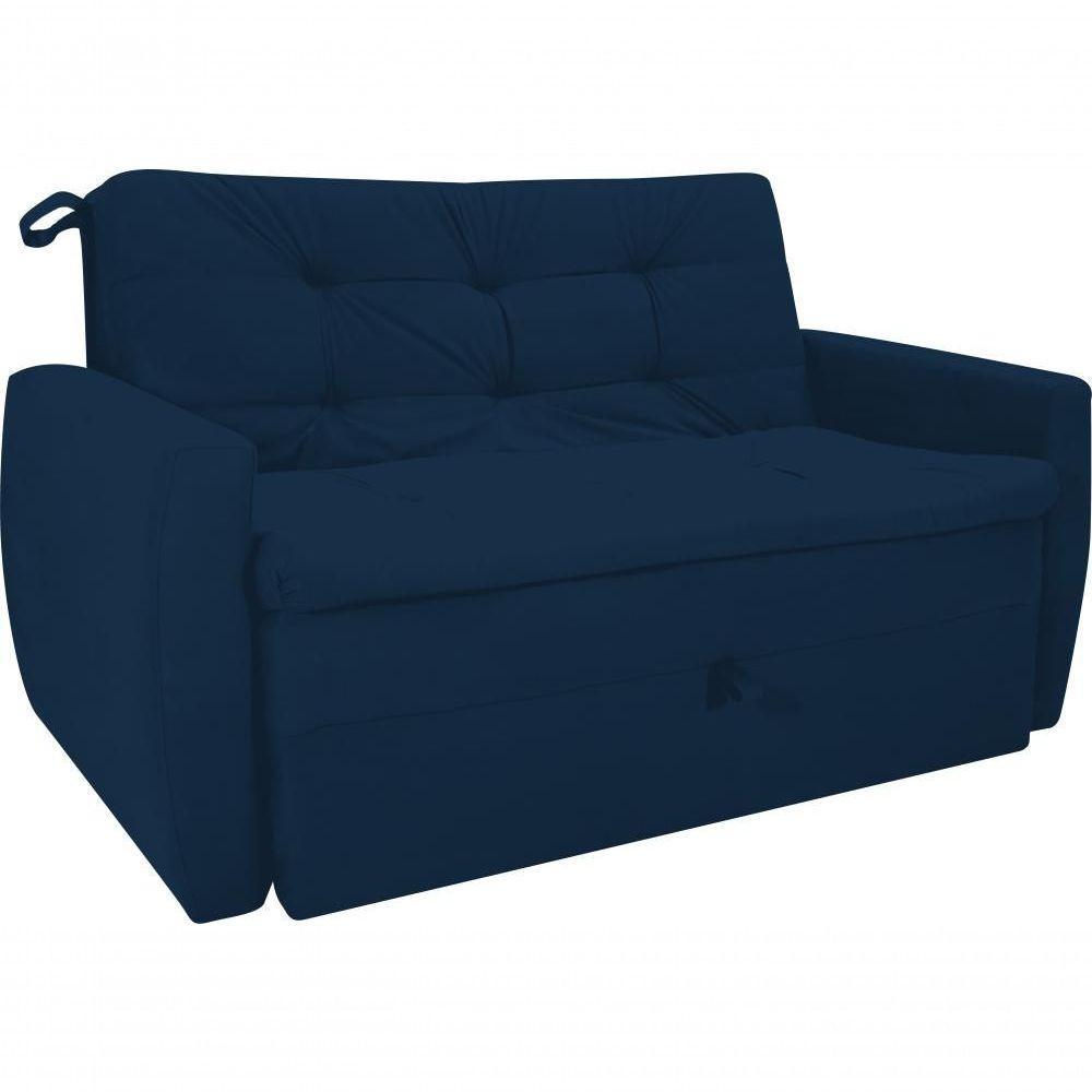 Sofá Cama Meg 2 Lugares Suede Azul Matrix - 1