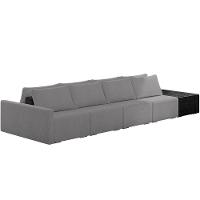 Sofá Ilha Modular Para Sala 392cm Com Puff Dublin K01 Bouclê Cinza E Sintético Preto - Lyam Decor - 1