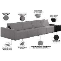 Sofá Ilha Modular Para Sala 392cm Com Puff Dublin K01 Bouclê Cinza E Sintético Preto - Lyam Decor - 7