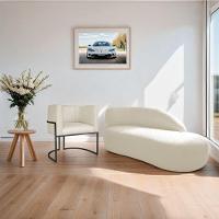 Kit Divã Luna 185cm Lado Direito E 01 Poltrona Base De Ferro Preto Linho Cor Bege - 8