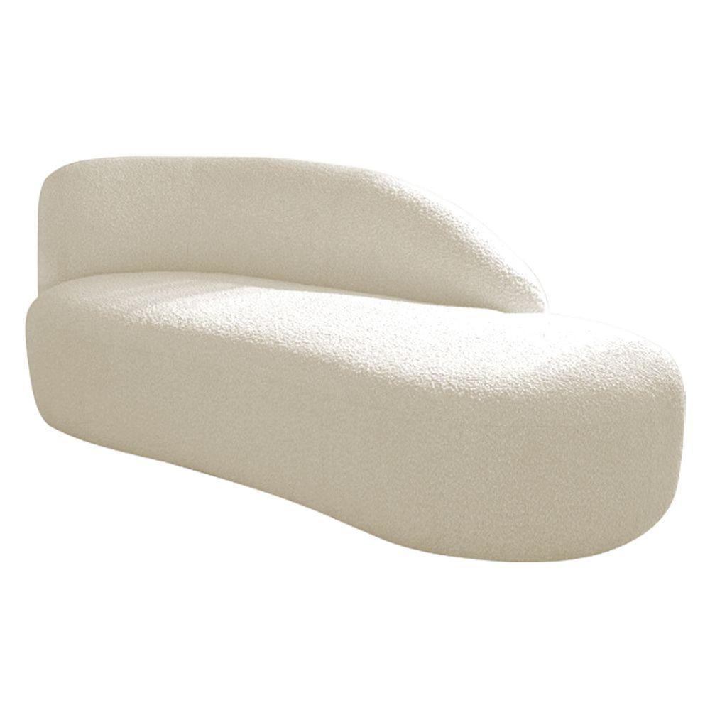 Divã Recamier Curvo Luna 160cm Lado Direito Linho - Doce Sonho Móveis Cor Bege - 1