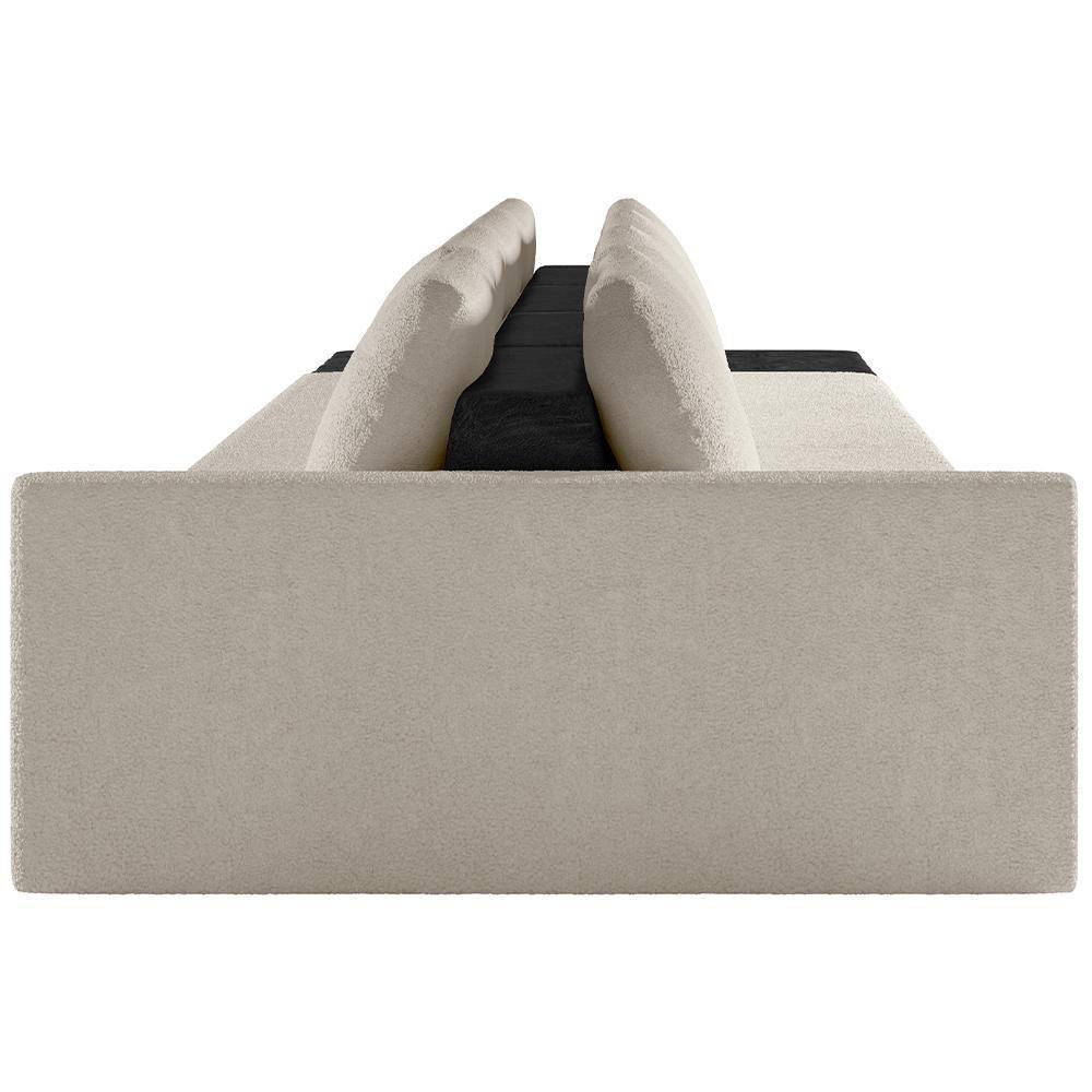 Sofá Ilha Modular Para Sala 392cm Com Puff Dublin K01 Bouclê Creme E Sintético Preto - Lyam Decor - 2
