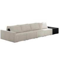 Sofá Ilha Modular Para Sala 392cm Com Puff Dublin K01 Bouclê Creme E Sintético Preto - Lyam Decor - 1