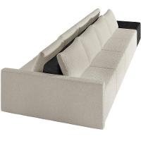 Sofá Ilha Modular Para Sala 392cm Com Puff Dublin K01 Bouclê Creme E Sintético Preto - Lyam Decor