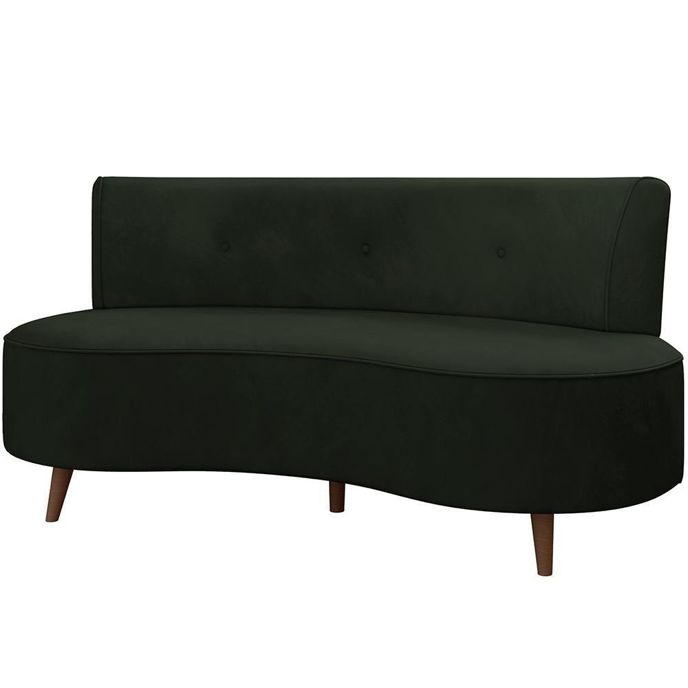 Sofá Chaise Living 2 Lugares 160cm Para Sala Istambul K01 Veludo Verde - Lyam Decor - 1