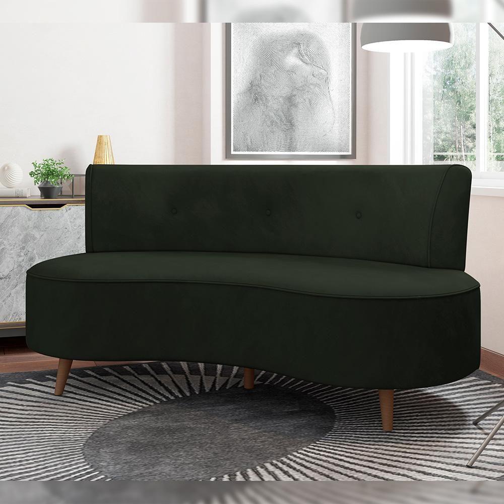 Sofá Chaise Living 2 Lugares 160cm Para Sala Istambul K01 Veludo Verde - Lyam Decor - 6