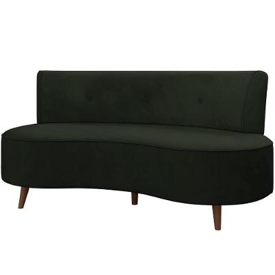 Sofá Chaise Living 2 Lugares 160cm Para Sala Istambul K01 Veludo Verde - Lyam Decor