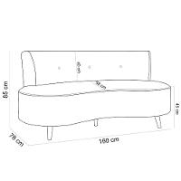 Sofá Chaise Living 2 Lugares 160cm Para Sala Istambul K01 Veludo Verde - Lyam Decor - 3