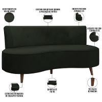 Sofá Chaise Living 2 Lugares 160cm Para Sala Istambul K01 Veludo Verde - Lyam Decor - 7
