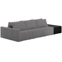 Sofá Ilha Modular Para Sala 342cm Com Puff Dublin K01 Bouclê Cinza E Sintético Preto - Lyam Decor - 1