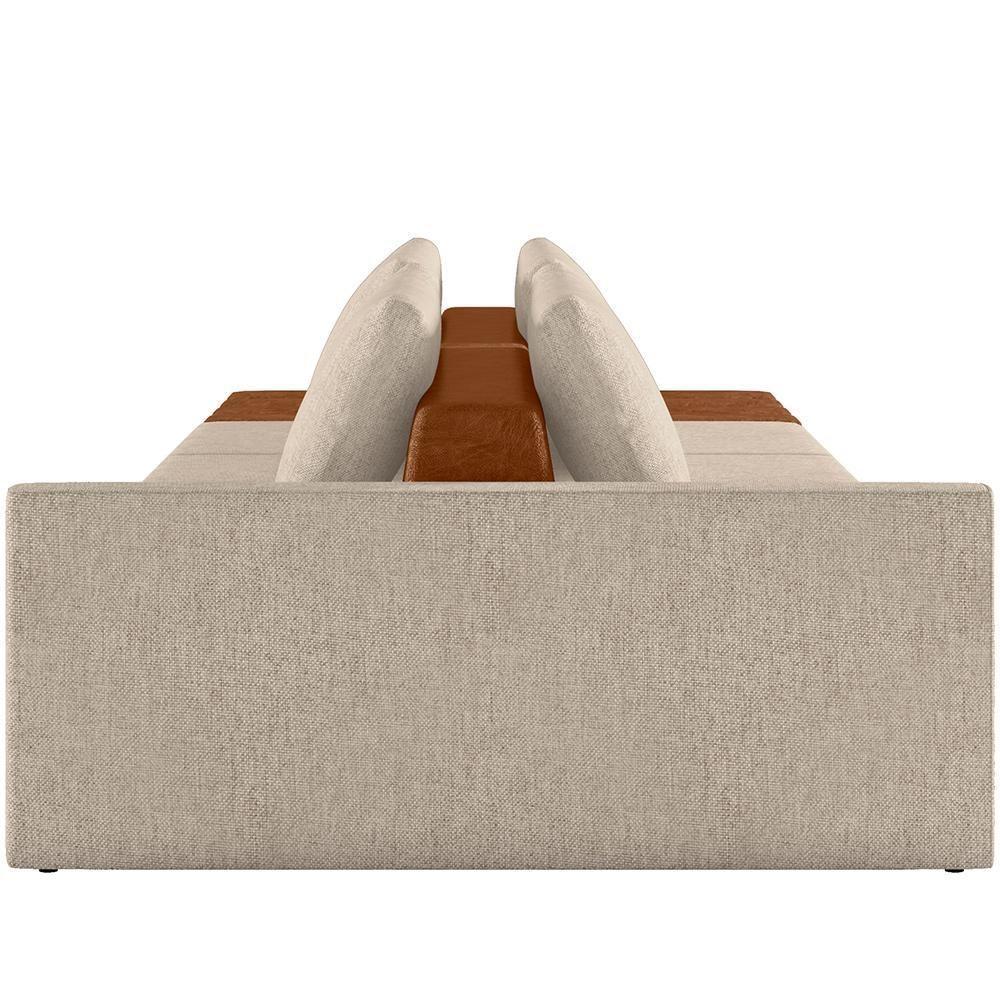 Sofá Ilha Modular Para Sala 312cm Com Puff Dublin K01 Linho Bege Sintético Caramelo - Lyam Decor - 2