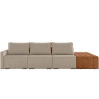 Sofá Ilha Modular Para Sala 312cm Com Puff Dublin K01 Linho Bege Sintético Caramelo - Lyam Decor - 5
