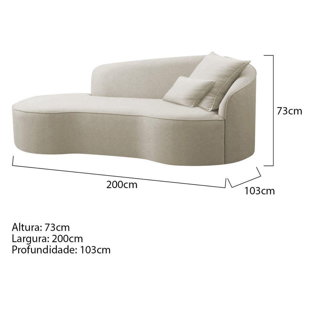 Divã Recamier Curvo Sala De Estar Recepção Inglaterra 200cm Lado Esquerdo Bouclé - Doce Sonho Móveis Cor Bege - 5