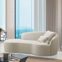 Divã Recamier Curvo Sala De Estar Recepção Inglaterra 200cm Lado Esquerdo Bouclé - Doce Sonho Móveis Cor Bege - 6