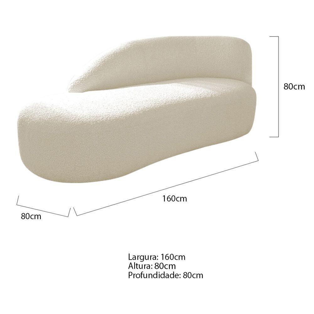 Divã Recamier Curvo Luna 160cm Lado Esquerdo Linho - Doce Sonho Móveis Cor Bege - 5