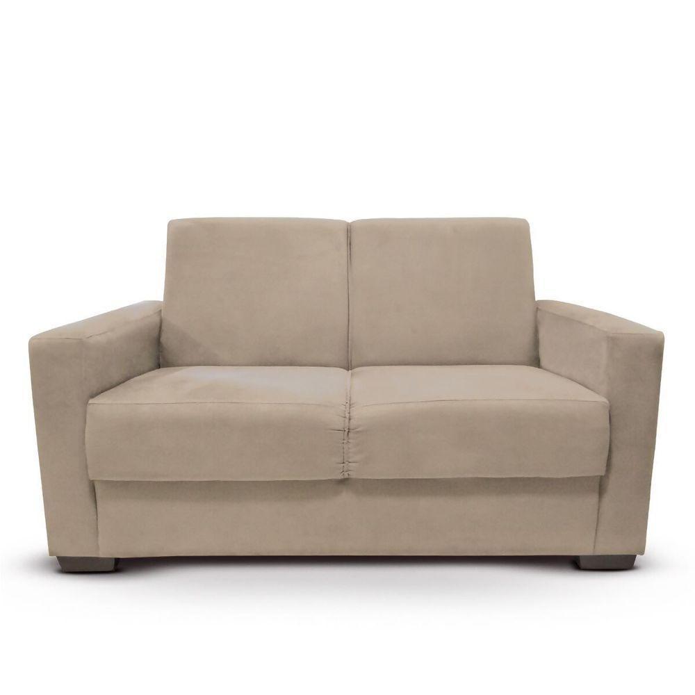 Sofá 2 Lugares Sala De Estar Recepção Suede Vitória Bege Claro - 1