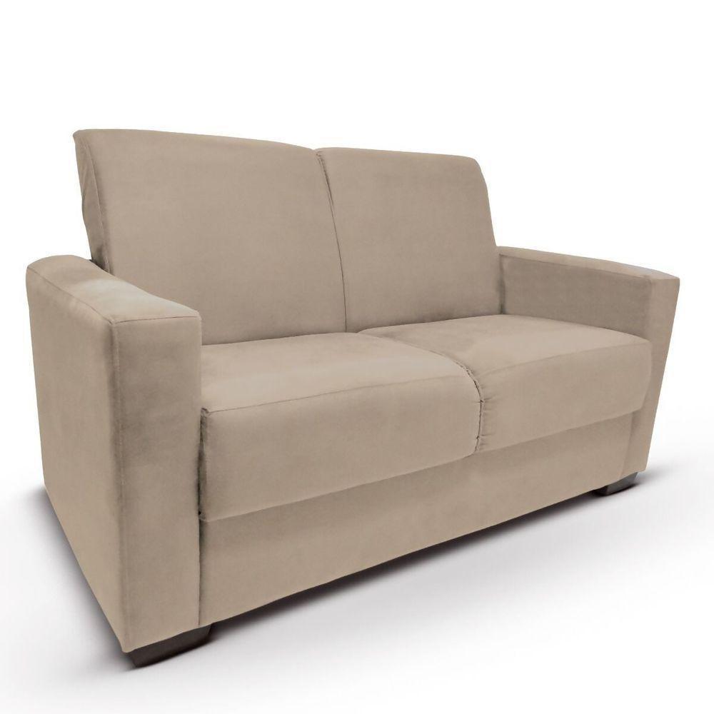 Sofá 2 Lugares Sala De Estar Recepção Suede Vitória Bege Claro - 2