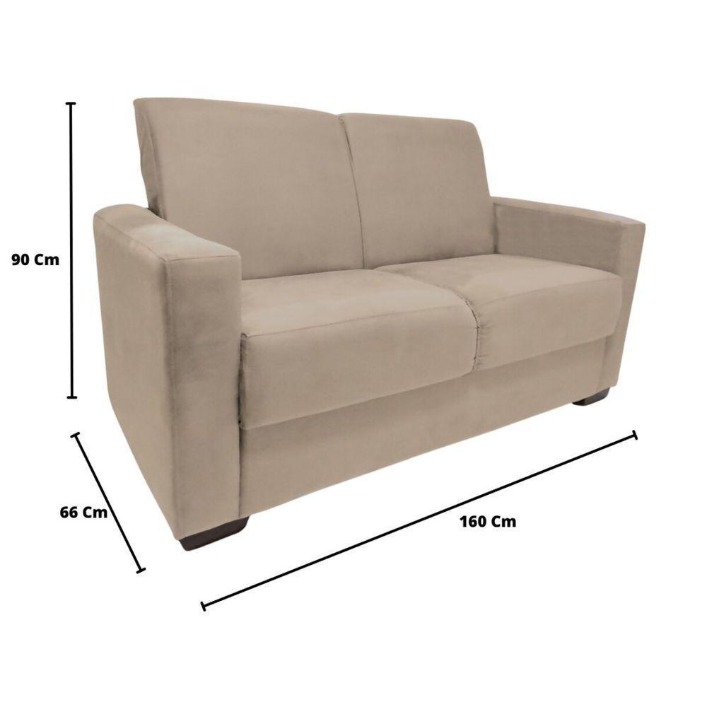 Sofá 2 Lugares Sala De Estar Recepção Suede Vitória Bege Claro - 4