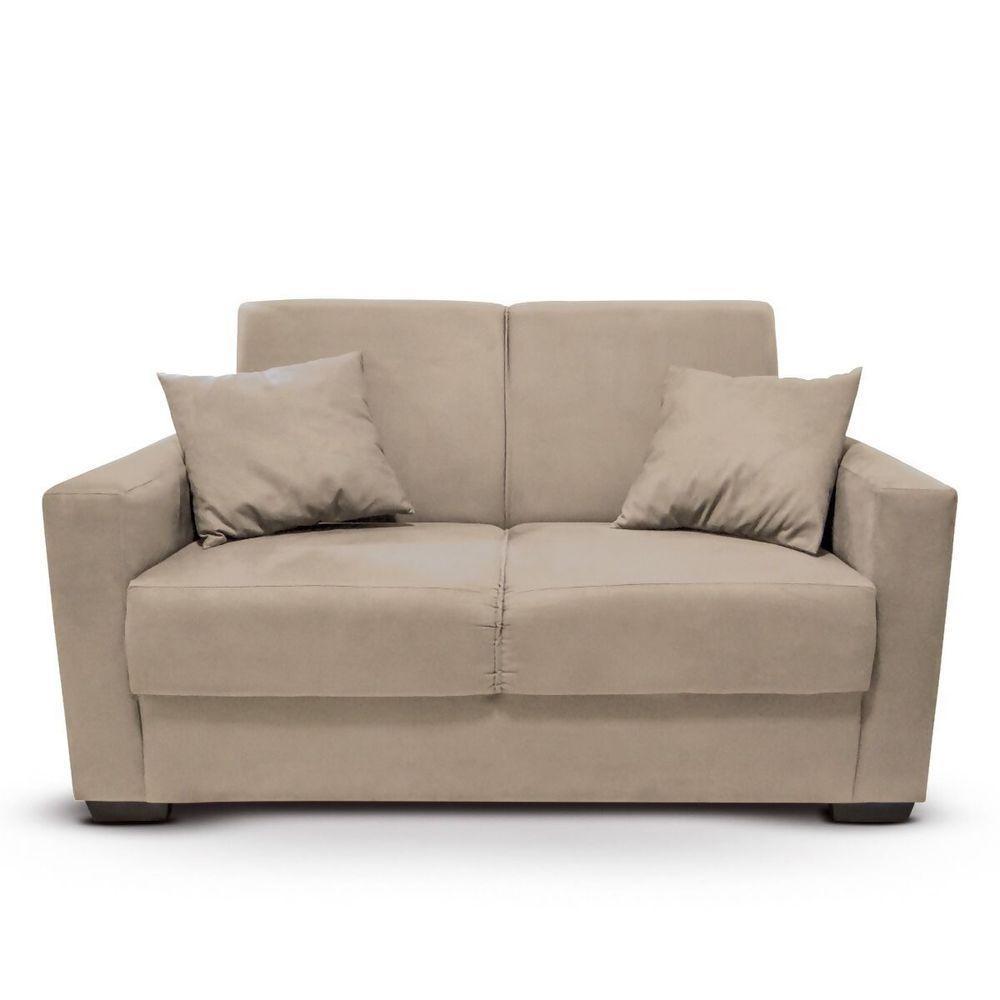 Sofá 2 Lugares Sala De Estar Recepção Suede Vitória Bege Claro - 6