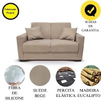 Sofá 2 Lugares Sala De Estar Recepção Suede Vitória Bege Claro - 3