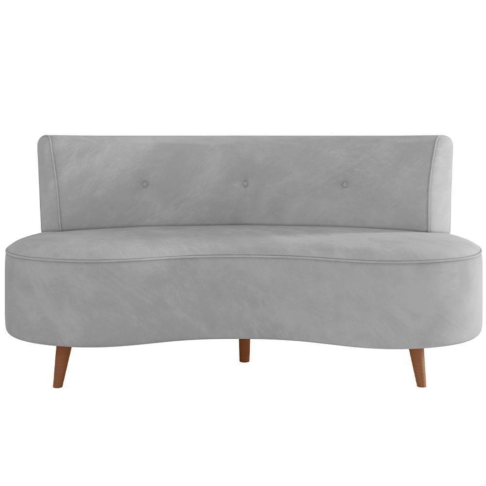 Sofá Chaise Living 2 Lugares 160cm Para Sala Istambul K01 Veludo Cinza - Lyam Decor - 5
