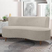 Sofá Chaise Living 2 Lugares 160cm Para Sala Istambul K01 Bouclê Bege - Lyam Decor - 6