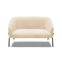 Sofá Namoradeira 2 Lugares Pé De Ferro Preto Stella Suede D03 - D'rossi Cor Bege - 5