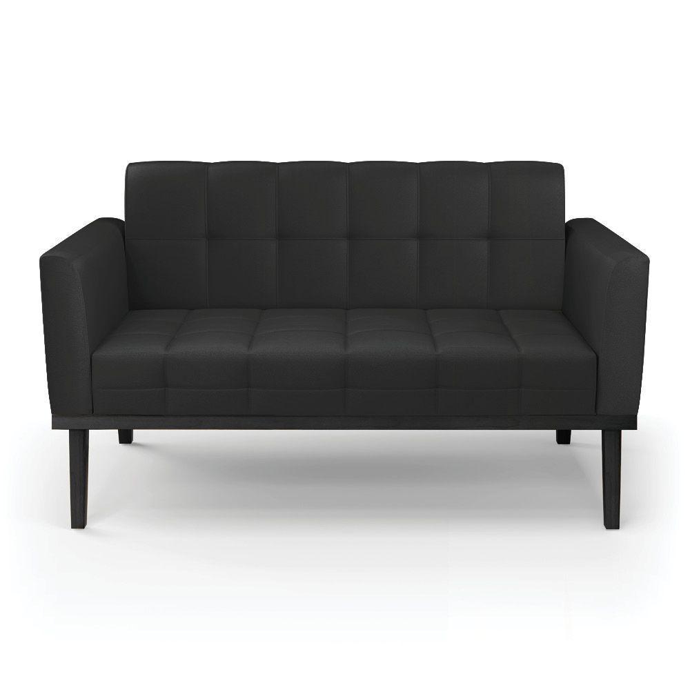 Sofá Namoradeira E Poltrona Base De Madeira Preto Elisa Corino Preto D03 - D'rossi - 6