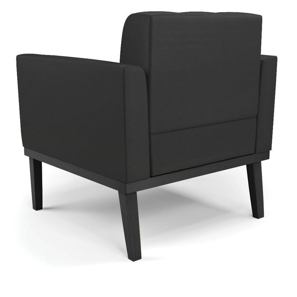 Sofá Namoradeira E Poltrona Base De Madeira Preto Elisa Corino Preto D03 - D'rossi - 8