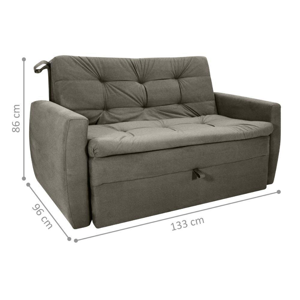 Sofá Cama 2 Lugares Bray Veludo Turkey Marrom - 3
