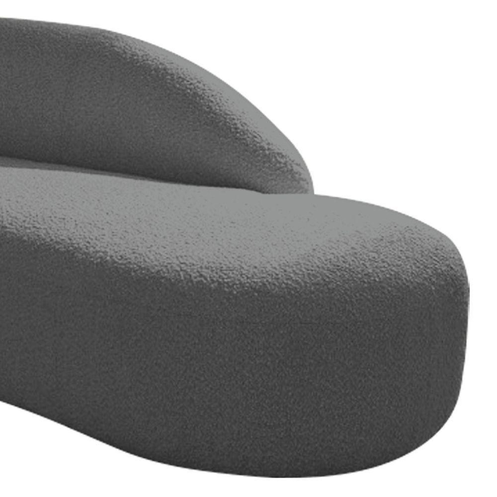 Divã Recamier Curvo Luna 160cm Lado Direito Linho - Doce Sonho Móveis Cor Cinza Escuro - 4