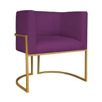 Kit Divã Luna 140cm Lado Esquerdo E 01 Poltrona Base De Ferro Dourado Suede Cor Roxo - 2