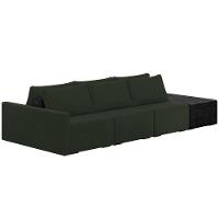 Sofá Ilha Modular Para Sala 342cm Com Puff Dublin K01 Veludo Verde E Sintético Preto - Lyam Decor - 1