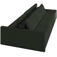 Sofá Ilha Modular Para Sala 342cm Com Puff Dublin K01 Veludo Verde E Sintético Preto - Lyam Decor