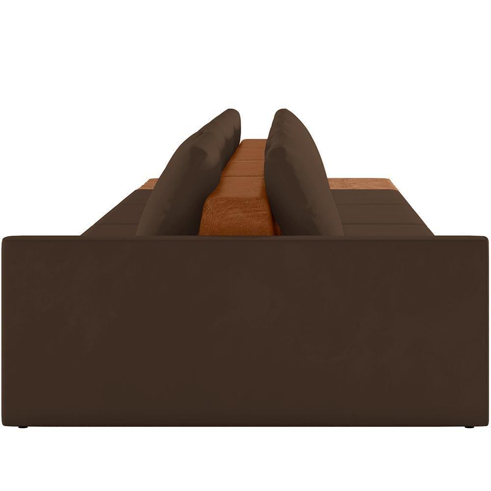 Sofá Ilha Modular Para Sala 432cm Com Puff Dublin K01 Veludo Marrom Sintético Caramelo - Lyam Decor - 2