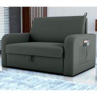 Sofá Cama Com Baú 2 Lugares John Veludo Maserati Cinza - 1