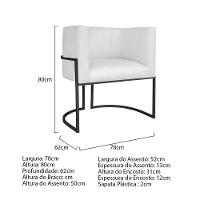 Kit Divã Luna 140cm Lado Esquerdo E 02 Poltronas Base De Ferro Preto Suede Cor Branco - 7