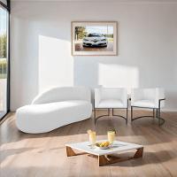 Kit Divã Luna 140cm Lado Esquerdo E 02 Poltronas Base De Ferro Preto Suede Cor Branco - 9