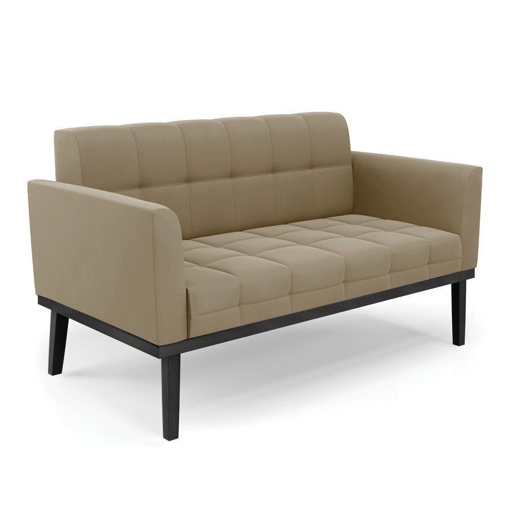 Sofá Namoradeira 2 Lugares Base De Madeira Preto Elisa Suede D03 - D'rossi Cor Marrom Rato - 1