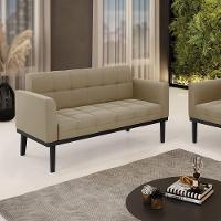 Sofá Namoradeira 2 Lugares Base De Madeira Preto Elisa Suede D03 - D'rossi Cor Marrom Rato - 6