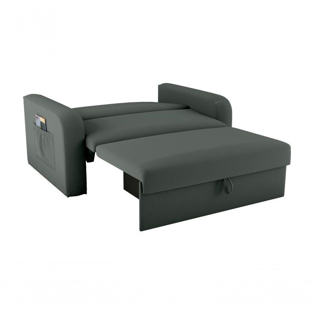 Sofá Cama Daiane 2 Lugares Com Baú Veludo Maserati Cinza Matrix - 3