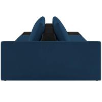 Sofá Ilha Modular Para Sala 232cm Com Puff Dublin K01 Veludo Azul Marinho E Sintético Preto - Lyam Decor - 2