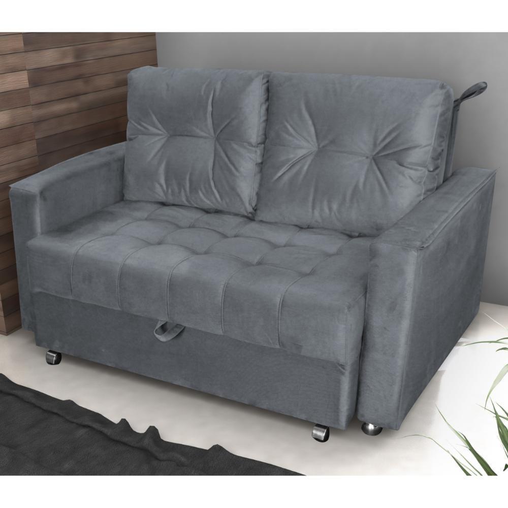Sofá Cama Para Sala De Estar Cross Veludo Chumbo - 1