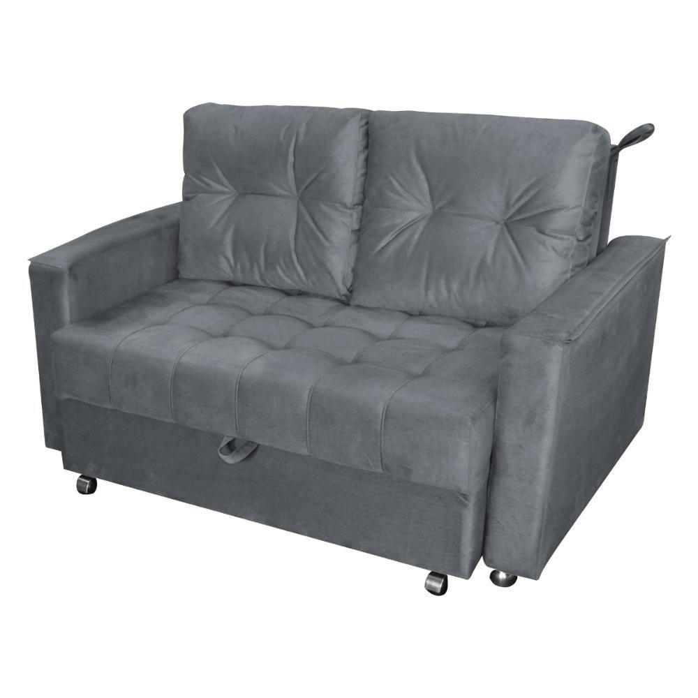 Sofá Cama Para Sala De Estar Cross Veludo Chumbo - 2