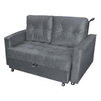 Sofá Cama Para Sala De Estar Cross Veludo Chumbo - 2