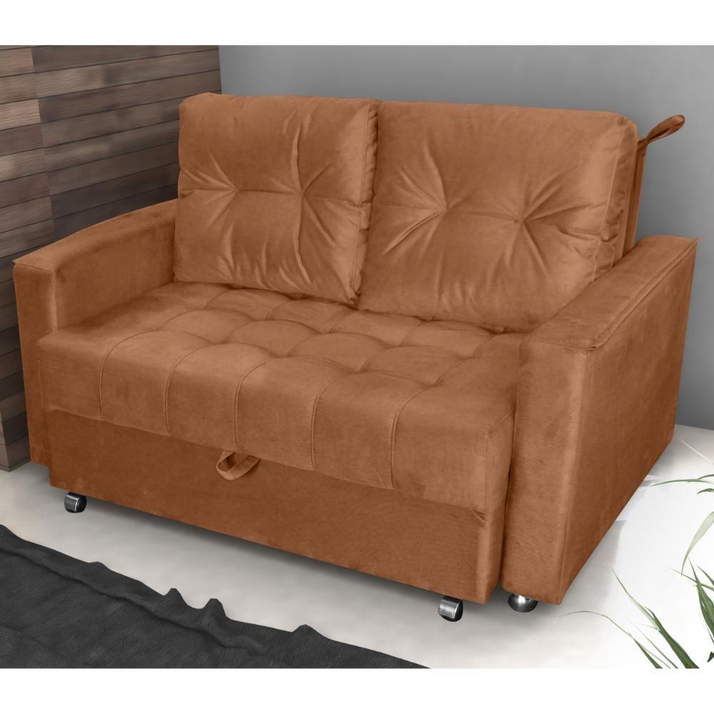 Sofá Cama Para Sala De Estar Cross Veludo Ferrugem - 1