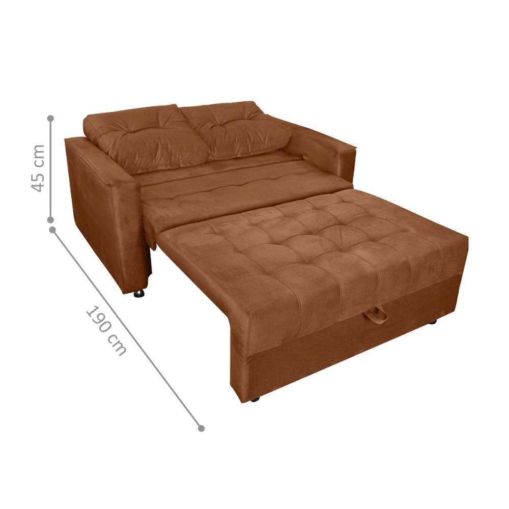 Sofá Cama Para Sala De Estar Cross Veludo Ferrugem - 2