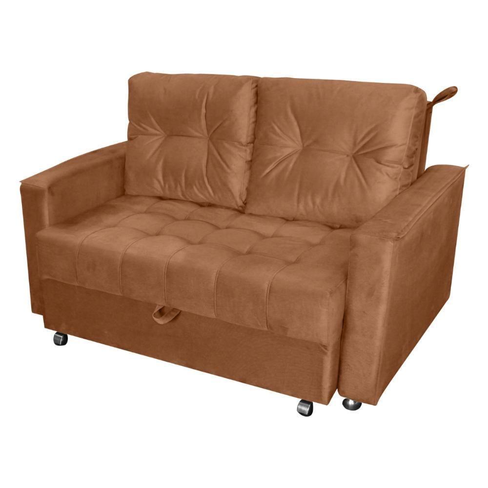 Sofá Cama Para Sala De Estar Cross Veludo Ferrugem - 4